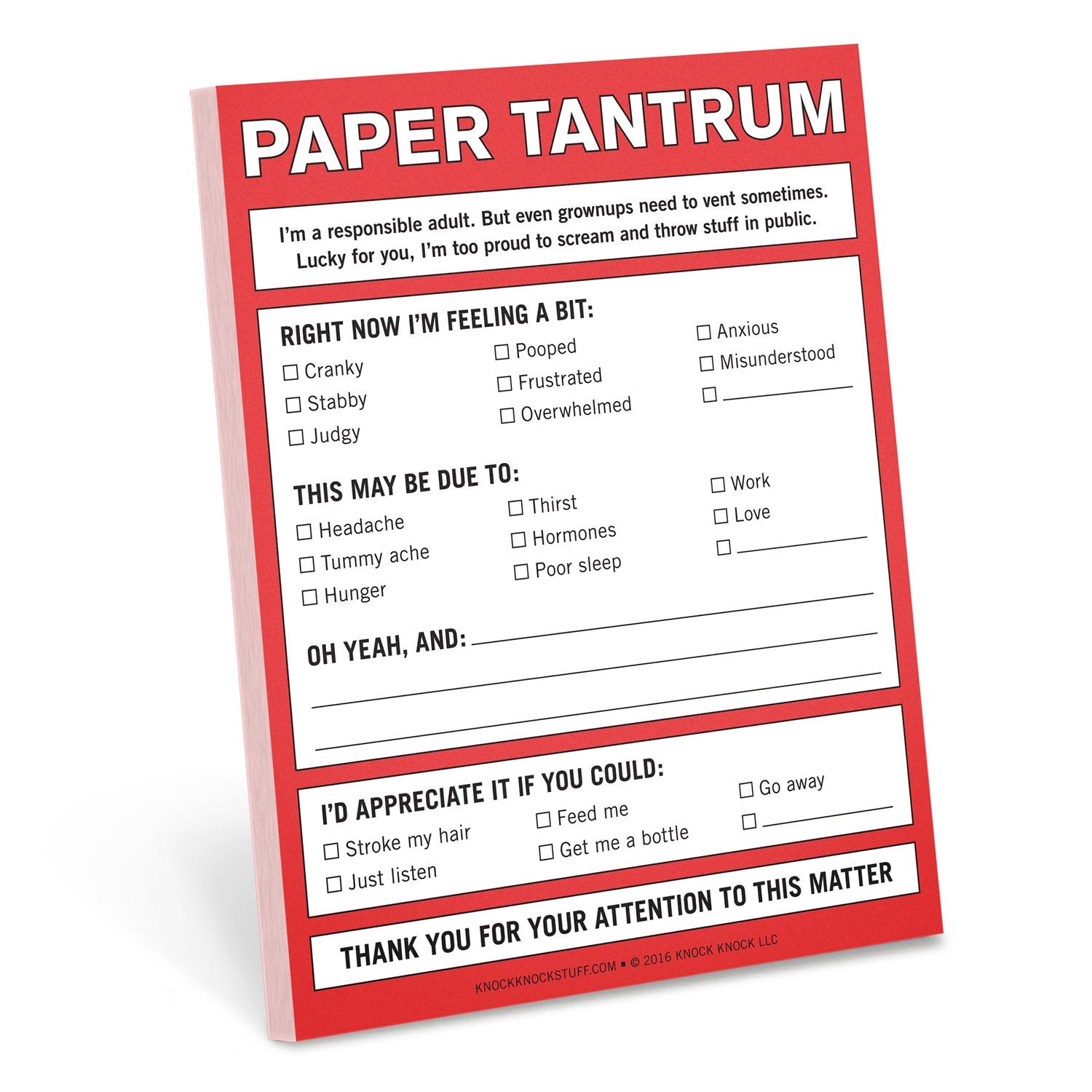 Knock Knock Paper Tantrum Nifty Notes Paper Notepad - Knock Knock Stuff SKU 12128