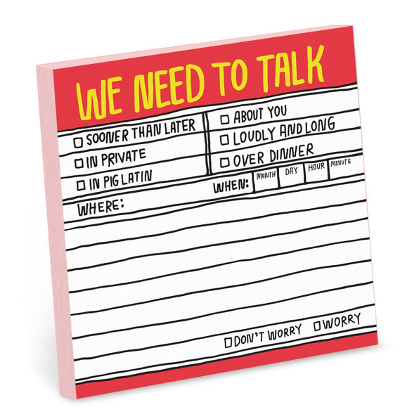 Knock Knock Hand-Lettered We Need to Talk Sticky Notes Adhesive Paper Notepad - Knock Knock Stuff SKU 12438