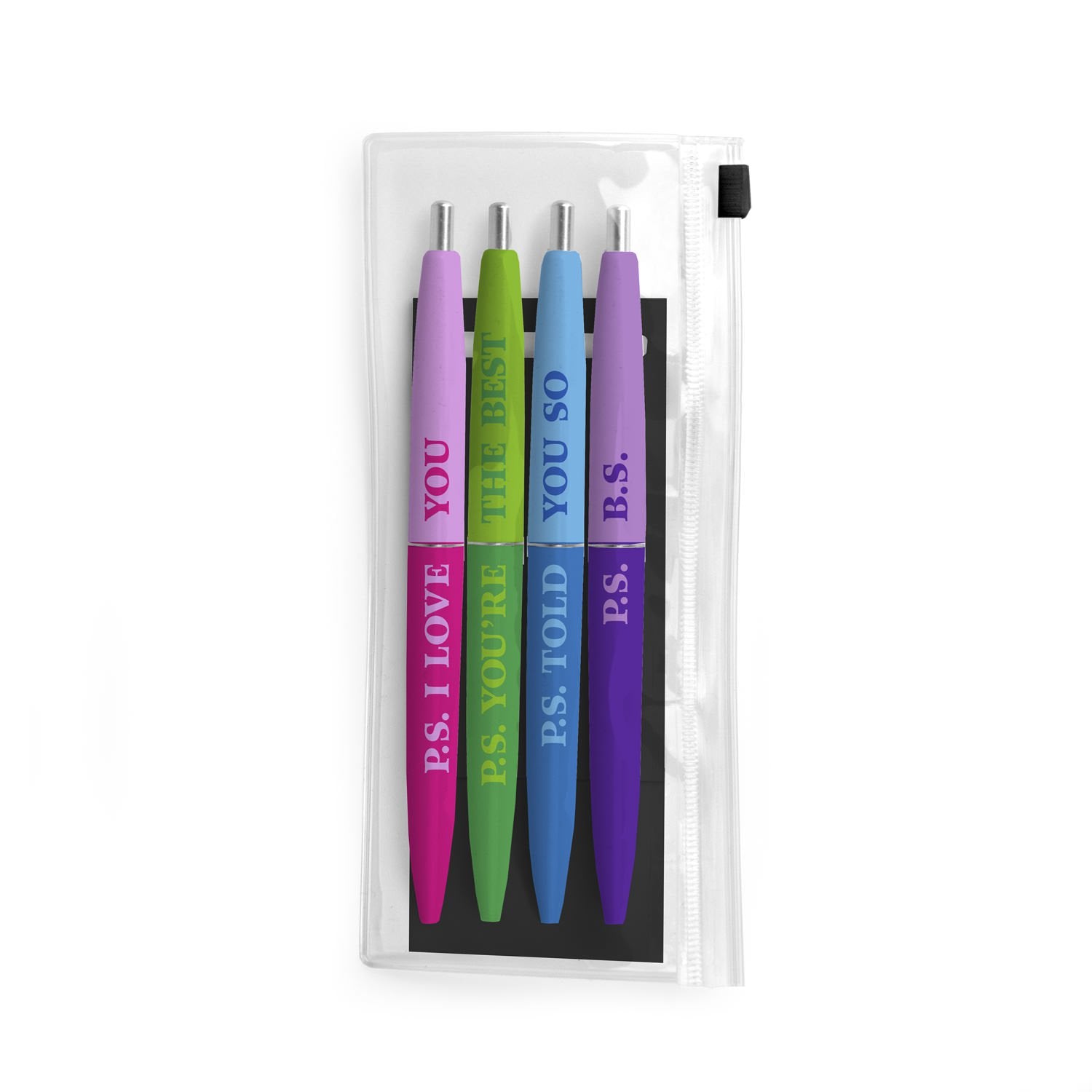 Knock Knock P.S. Pen Set (I Love You, You’re the Best, Told You So, B.S.) - Knock Knock Stuff SKU 