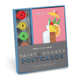 Knock Knock Cocktails Paint-by-Number Postcards Kit Cardstock postcards, paint & paint brush in paper box - Knock Knock Stuff SKU 29022