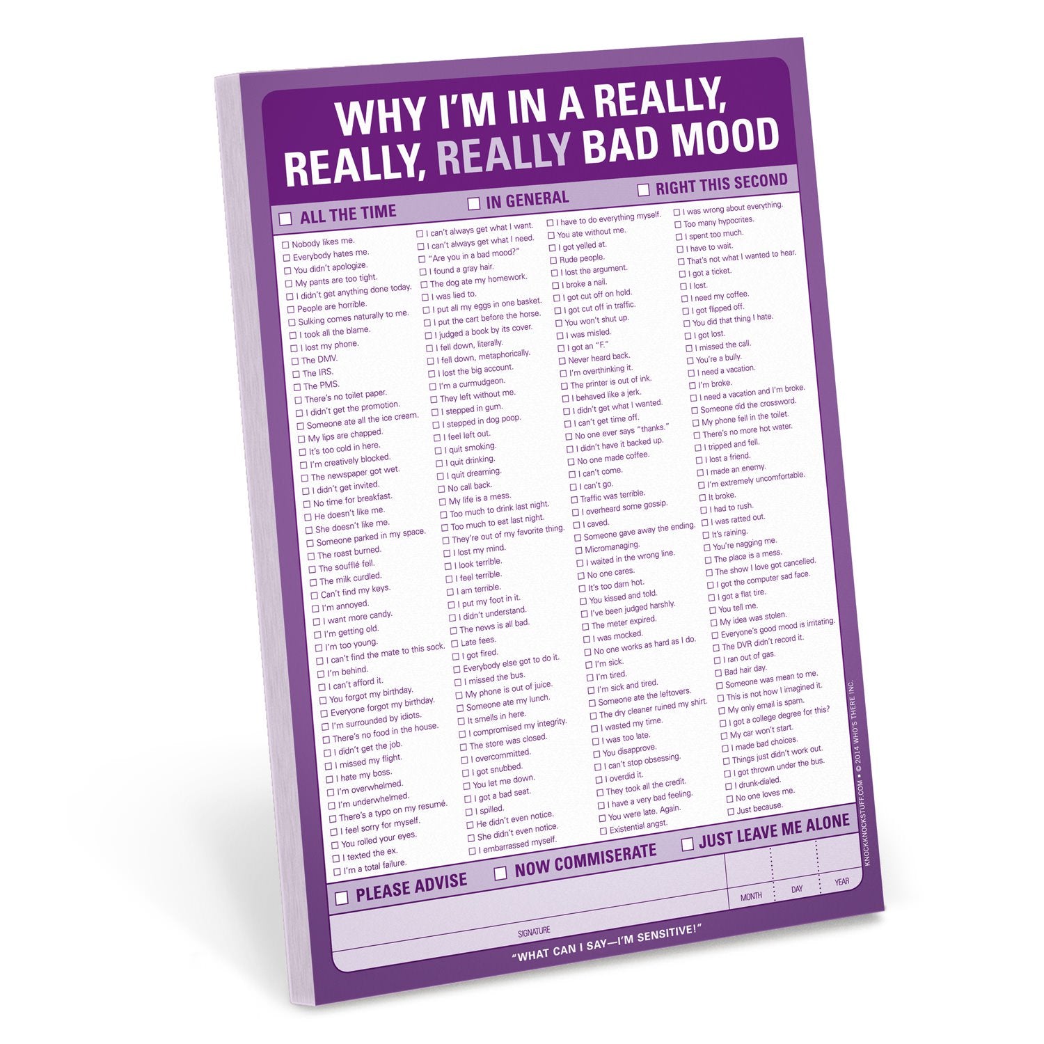 Knock Knock Why I'm in a Really, Really, Really Bad Mood Pad Paper Notepad - Knock Knock Stuff SKU 12265